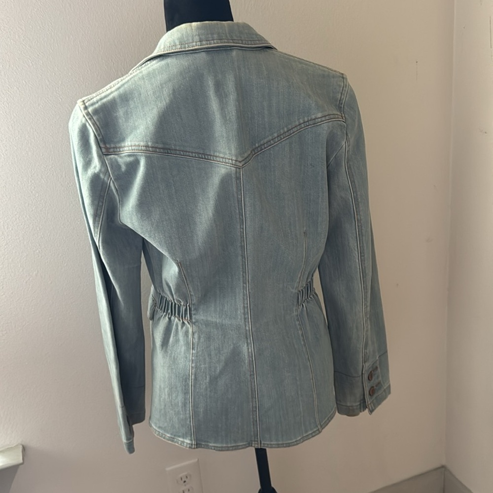 GAP Vintage light Wash single front Western Light Blue Denim blazer Jacket M - Picture 4 of 9